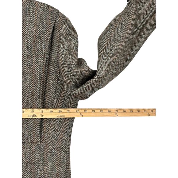 Vintage Harris Tweed Wool Jacket Western Hunting Box Pleat Martingale Belt 40 - Picture 7 of 11